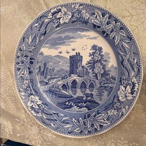 Spode Blue and White Scenic 10 inch Plates from the Blue Collection